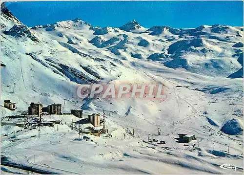 Moderne Karte Val Thorens (Sav) alt 2300 m vue generale et les pistes du Ski