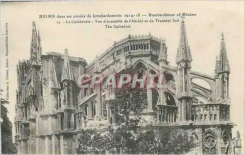 Cartes postales Reims Dans ses annees de bombardement 1914 18 La Cathedrale Vue d'ensemble de l'Abside et du Tra