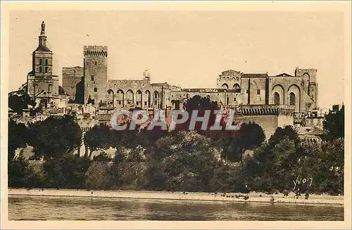 Cartes postales La Douce France Avignon (Vaucluse) Le Palais des Papes vu de la rive droite du Rhone