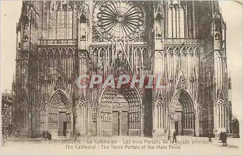 Ansichtskarte AK Strasbourg La Cathedrale les Trois Portail de la Facade principal