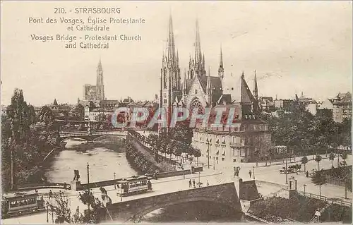 Ansichtskarte AK Strasbourg Pont des Visges Eglise Protestante et Cathedrale