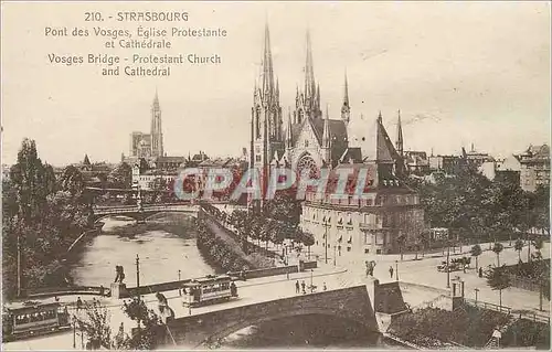 Cartes postales Strasbourg Pont des Visges Eglise Protestante et Cathedrale