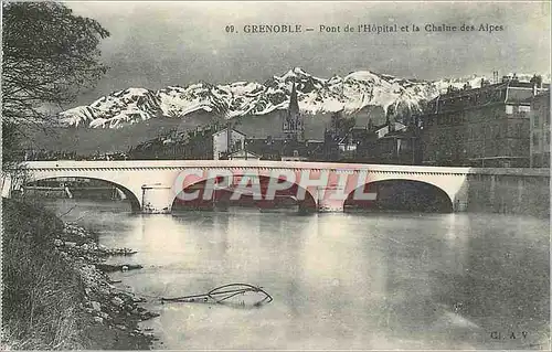 Cartes postales Grenoble Pont de l'Hopital et la chaine des Alpes