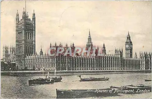 Cartes postales London Houses of Parlement Bateaux