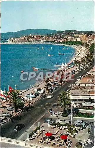 Moderne Karte La Cote d'Azur Cannes (A M) La Croisette et le Suquet au premiet plan la terrasse du Martinez