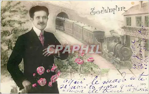 Cartes postales Souvenir Homme Train