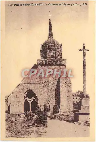 Ansichtskarte AK Perros Guirec C du N Le Calvaire et l'Eglise