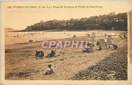 Ansichtskarte AK Perros Guirec C du N Plage de Trestraou et Pointe de Pors Nevez