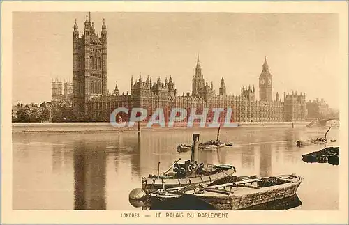 Ansichtskarte AK Londres Le Palais du Parlement Bateau