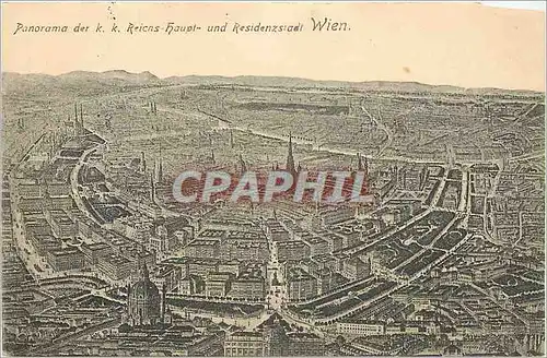 Cartes postales Panorama der KK Reins haupt und Residenzstadt Wien