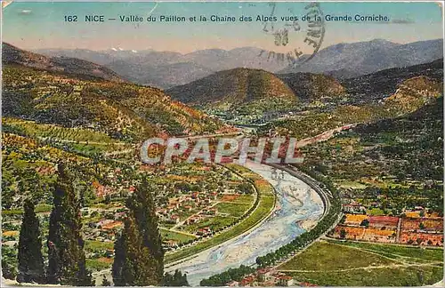 Cartes postales Nice Vallee du Paillon et la Chaine des Alpes vues de la Grande Corniche