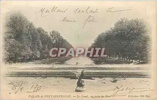 Cartes postales Palais de Fontainebleau Le Canal vue prise du Parc