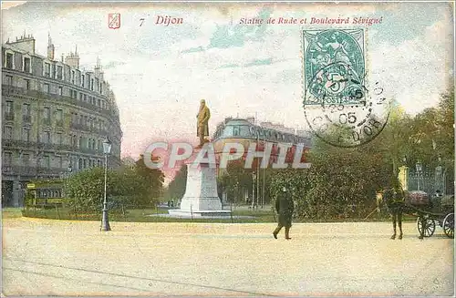 Cartes postales Dijon Statue de Rude et Boulevard Sevigne