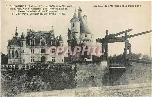 Ansichtskarte AK Chenonceaux L et L Le Chateau Cote Nord La Tour des Marques et le Pont Levis