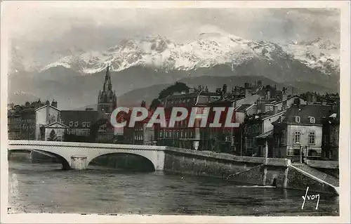 Moderne Karte Grenoble Isere Les Bords de l'Isere et les Alpes neigeuses