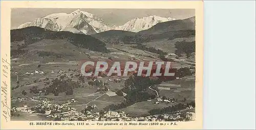 Cartes postales Megeve Hte Savoie Vue generale et le Mont Blanc