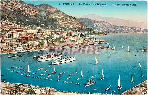 Cartes postales Monaco Le Port et les Regates Vue sur Monte Carlo