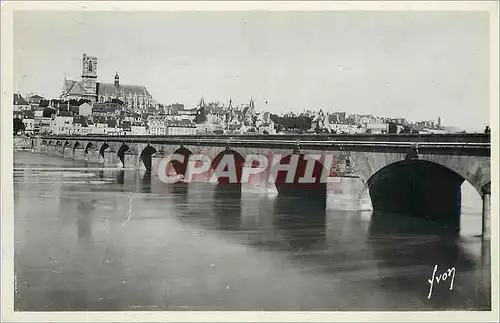 Moderne Karte Nevers Nievre Le pont sur la Loire et la Cathedrale