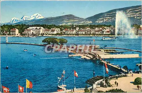 Moderne Karte Geneve La Rade et la Jetee des Paquis