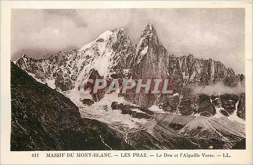 Cartes postales moderne Massif du Mont Blanc Les Praz Le Dru et l'Aiguille Verte