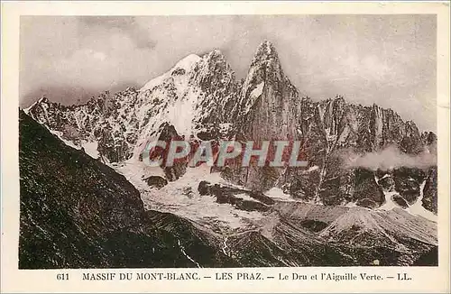 Moderne Karte Massif du Mont Blanc Les Praz Le Dru et l'Aiguille Verte