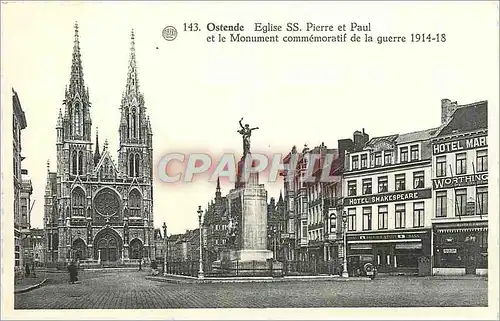 Cartes postales Ostende Eglise SS Pierre et Paul et le Monument commemoratif de la guerre