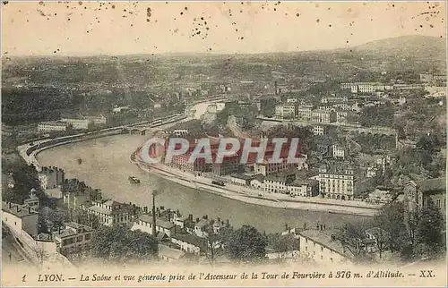 Ansichtskarte AK Lyon La Saone et vue generale prise de l'Ascenseur de la Tour de Fourviere