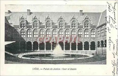 Ansichtskarte AK Liege Palais de Justice Cour et Bassin