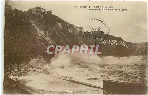 Cartes postales Biarritz Cote des Basques Tempete a l'Etablissement de Bains