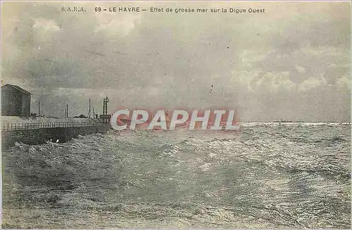 Cartes postales Le Havre Effet de grosse mer sur la Digue Ouest