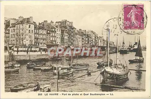 Cartes postales Le Havre Port de peche et Quai Southampton Bateaux