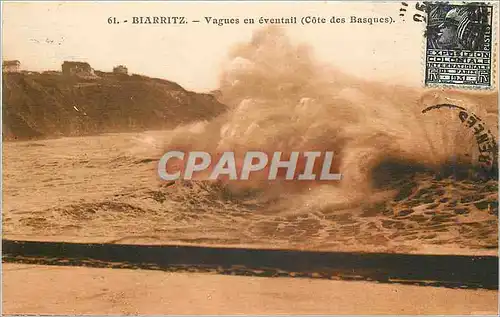 Cartes postales Biarritz Vagues en eventail Cotes des Basques