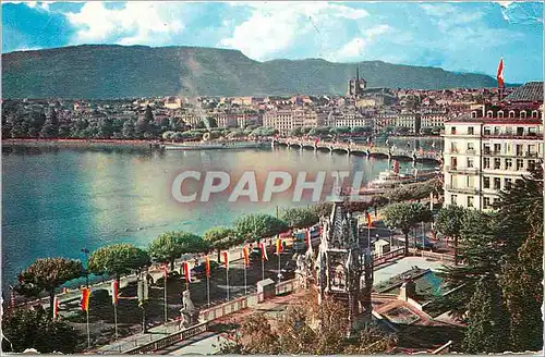 Cartes postales moderne Geneve Vue generale sur le Monument Brunswick La Rade et la Ville