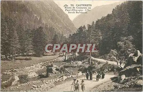 Cartes postales Cauterets Route de Cauterets au Pont d'Espagne L'lle Sarah Bernhardt