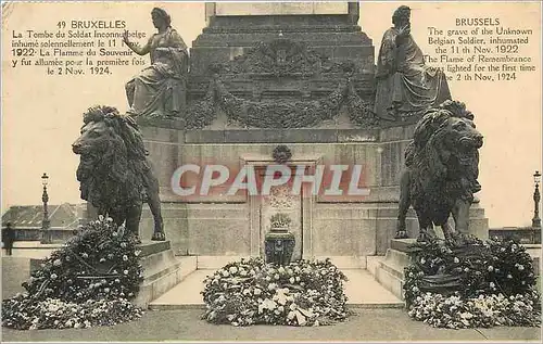 Cartes postales Bruxelles La Tombe du Soldat Inconnu Lion Militaria
