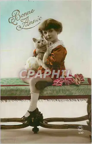 Ansichtskarte AK Bonne Annee Enfant Chat