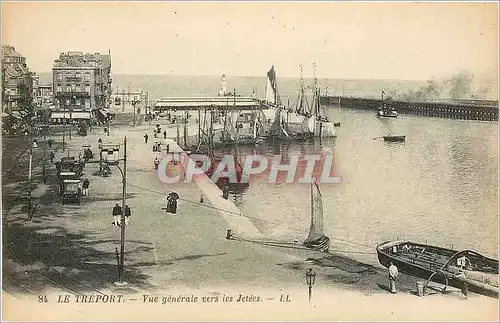 Cartes postales Le Treport Vue generale vers les Jetees Bateaux