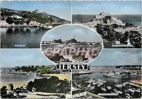 Moderne Karte Jersey Rozel Bay Mont Orgueil Castle St Brelade's Bay St Helier's harbour