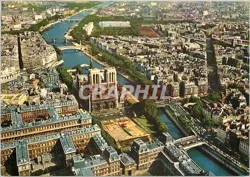 Cartes postales moderne Paris Vue aerienne La facade de Notre Dame et la Seine