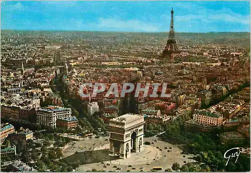 Moderne Karte En avion sur Paris L'Arc de triomphe de l'Etoile
