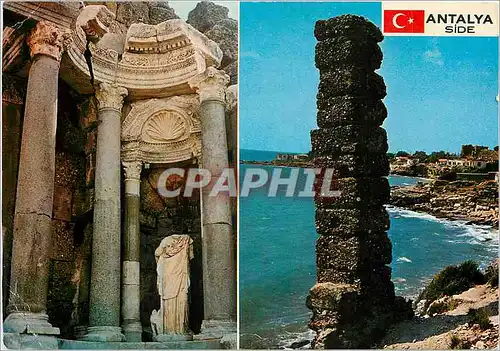 Moderne Karte Cennet Sehir Antalya Turkiye Le palais imperial et une ruines de batiment construit en conglomer