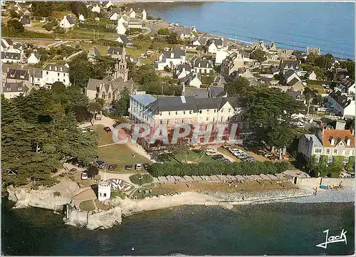 Moderne Karte Locquirec L'Hotel des Bains et l'eglise