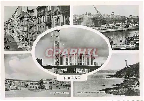 Moderne Karte Brest Rue Jean Jaures Le Croiseur Ecole Jeanne d'Arc Bateau
