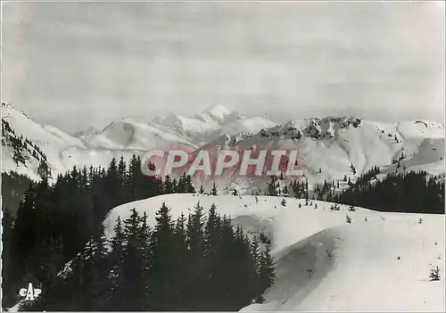 Moderne Karte Morzine Haute Savoie Sports d'hiver Sommet du Plenay Le Mont Blanc et Ranfolly