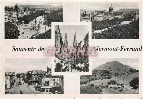 Moderne Karte Clermont Ferrand Place de Jaude Rue de Gras et Cathedrale