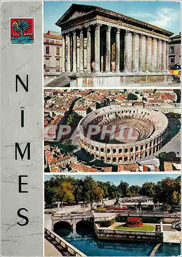 Cartes postales moderne Souvenir de Nimes Maison Carree Arenes Romaines Jardin de la Fontaine