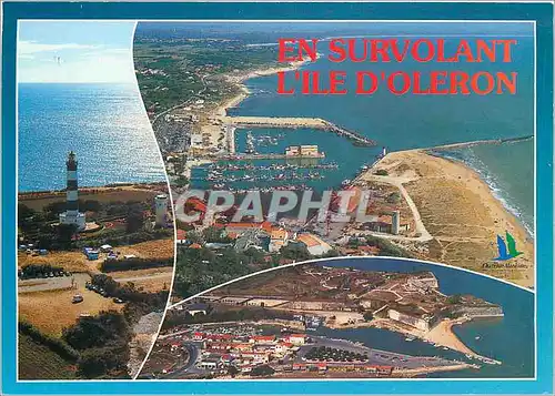 Moderne Karte L'Ile d'Oleron Charente Maritime En survolant Le phare de Chassiron la Cotiniere le Chateau