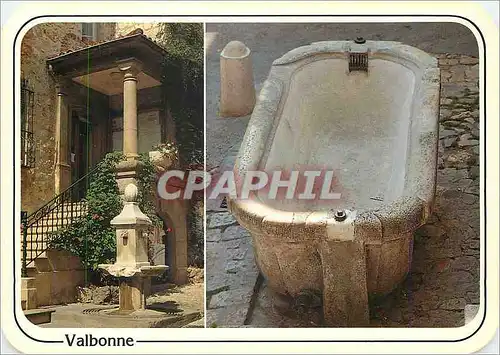 Moderne Karte Valbonne Fontaine et celebre baignoire devant la Mairie