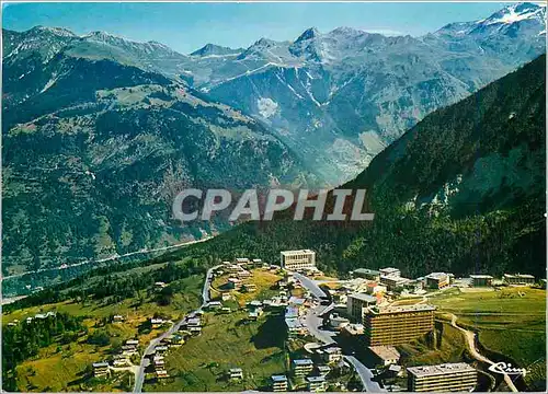 Moderne Karte Courchevel Savoie Vue partielle aerienne de la station