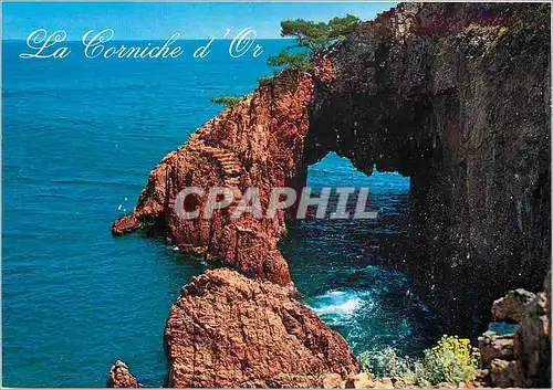 Moderne Karte Cote d'Azur French Riviera Route de la Corniche d'Or L'Esterel Pointe et voute de l'Aiguille